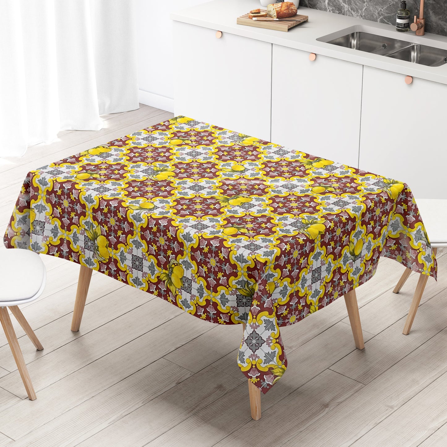 Oilcloth tablecloth sold by the meter 01301-00 Easter Easter Bunny Tulips square round oval