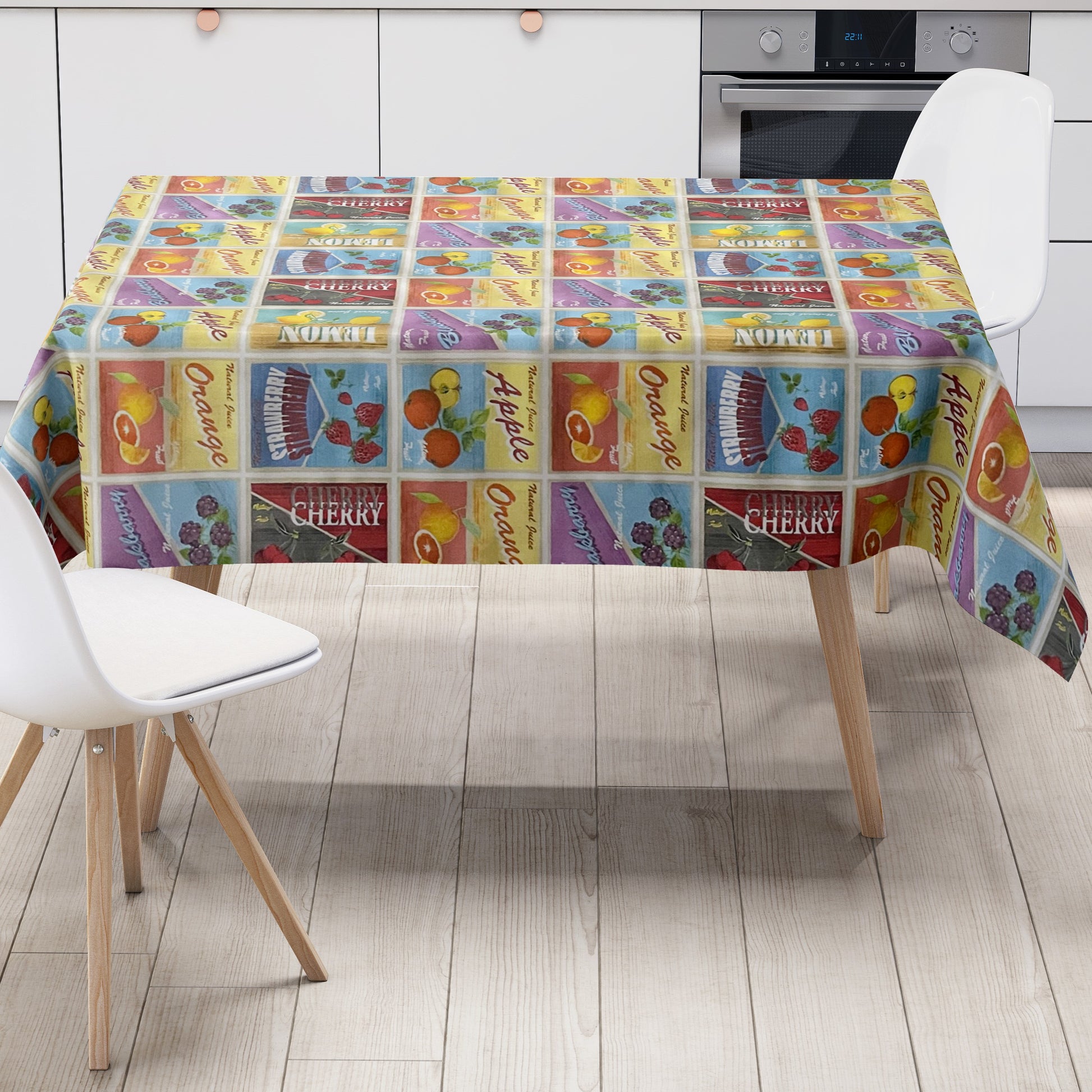 Wachstuch Tischdecke Obst Früchte retro
