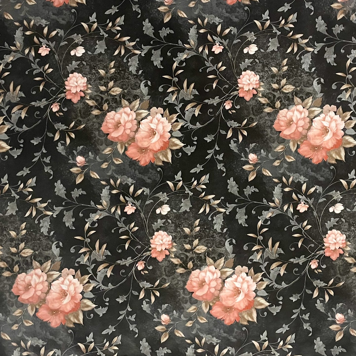 Wachstuch Rolle SONDERPOSTEN Rosen Blüten auf schwarz 06237-05 Rollenware
