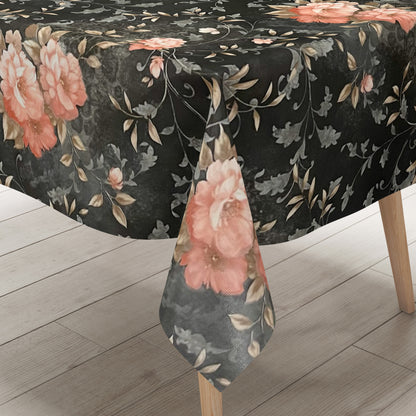 Wachstuch Rolle SONDERPOSTEN Rosen Blüten auf schwarz 06237-05 Rollenware