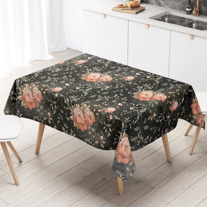 Wachstuch Rolle SONDERPOSTEN Rosen Blüten auf schwarz 06237-05 Rollenware