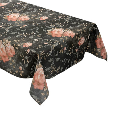 Wachstuch Rolle SONDERPOSTEN Rosen Blüten auf schwarz 06237-05 Rollenware