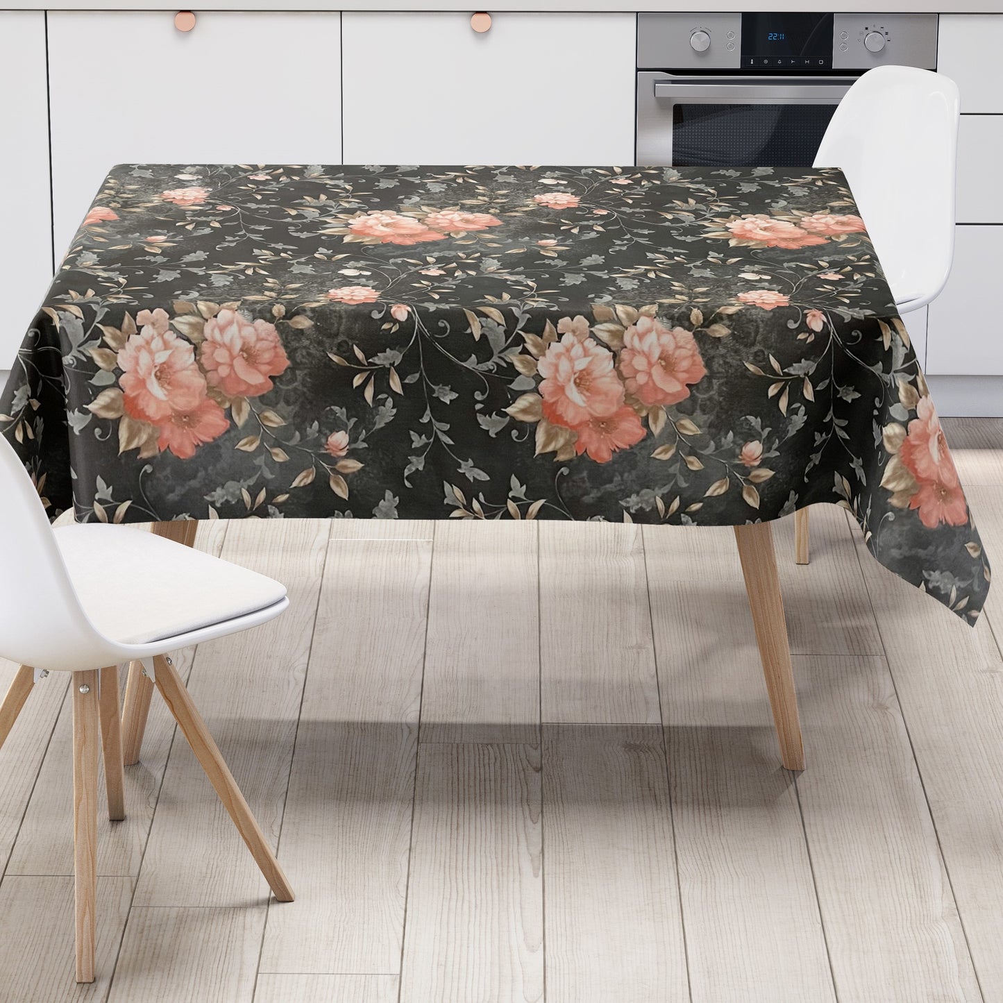 Wachstuch Rolle SONDERPOSTEN Rosen Blüten auf schwarz 06237-05 Rollenware