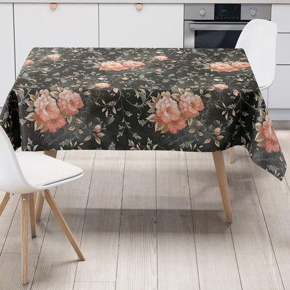 Wachstuch Rolle SONDERPOSTEN Rosen Blüten auf schwarz 06237-05 Rollenware