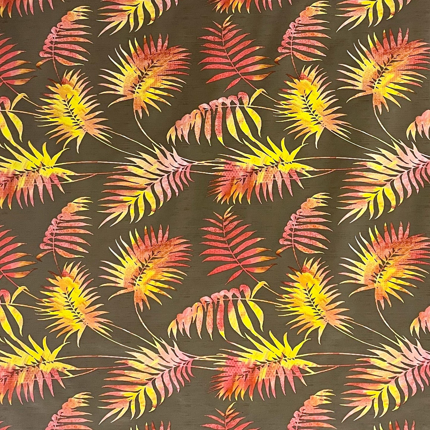 Oilcloth roll SPECIAL ITEMS palm leaves fern on brown 06243-02 roll goods