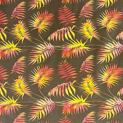 Oilcloth roll SPECIAL ITEMS palm leaves fern on brown 06243-02 roll goods