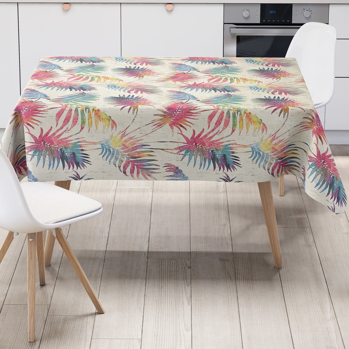 Oilcloth roll SPECIAL ITEMS palm leaves fern on white 06243-04 roll goods