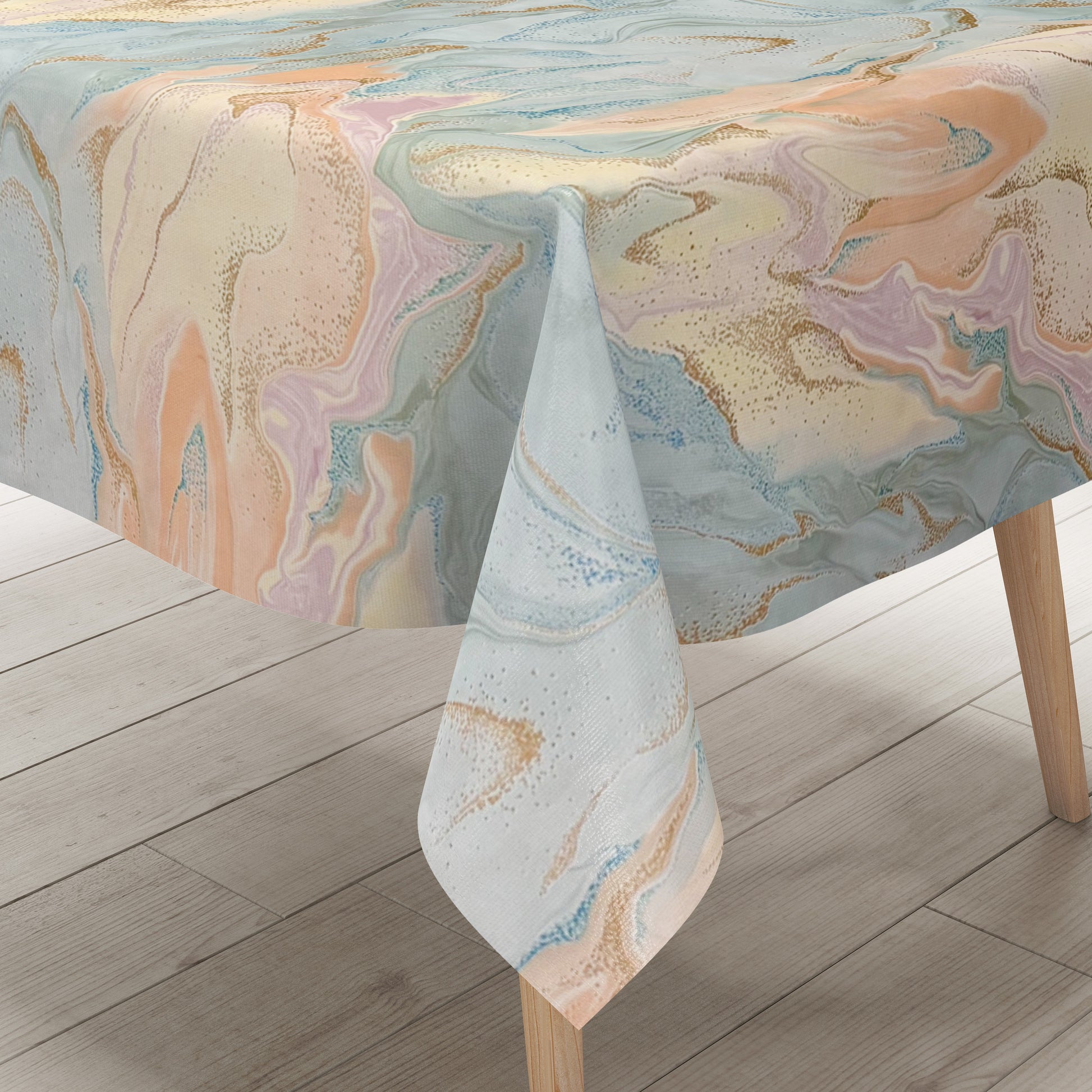 Wachstuch Tischdecke marmoriert rosa hellblau