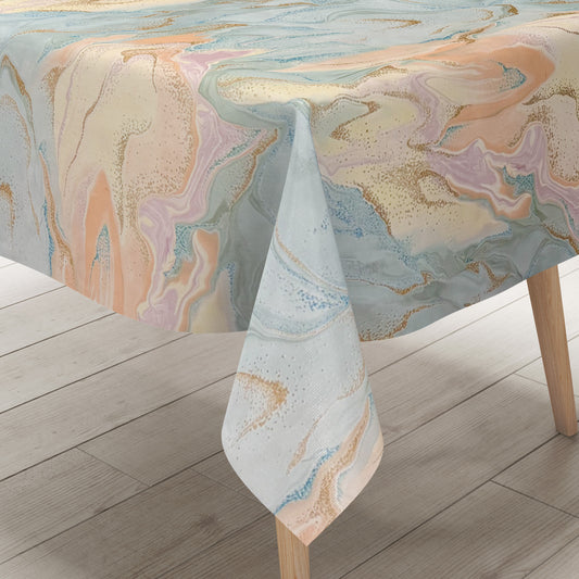 Wachstuch Tischdecke marmoriert rosa hellblau