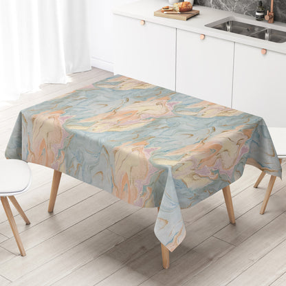 Wachstuch Tischdecke marmoriert rosa hellblau