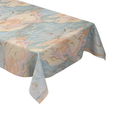 Wachstuch Tischdecke marmoriert rosa hellblau