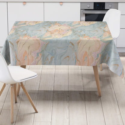 Wachstuch Tischdecke marmoriert rosa hellblau