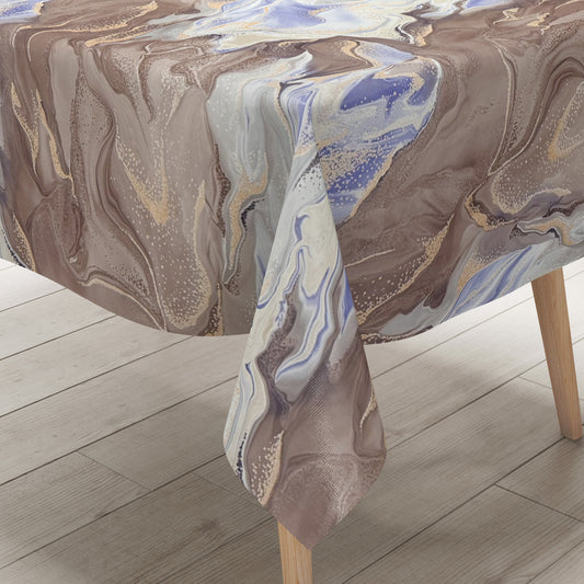Wachstuch Tischdecke Marmoroptik braun blau