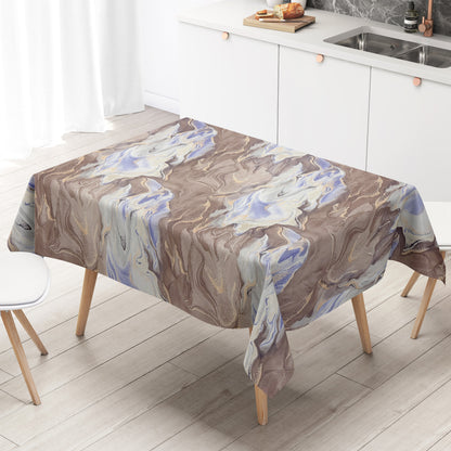 Wachstuch Tischdecke Marmoroptik braun blau