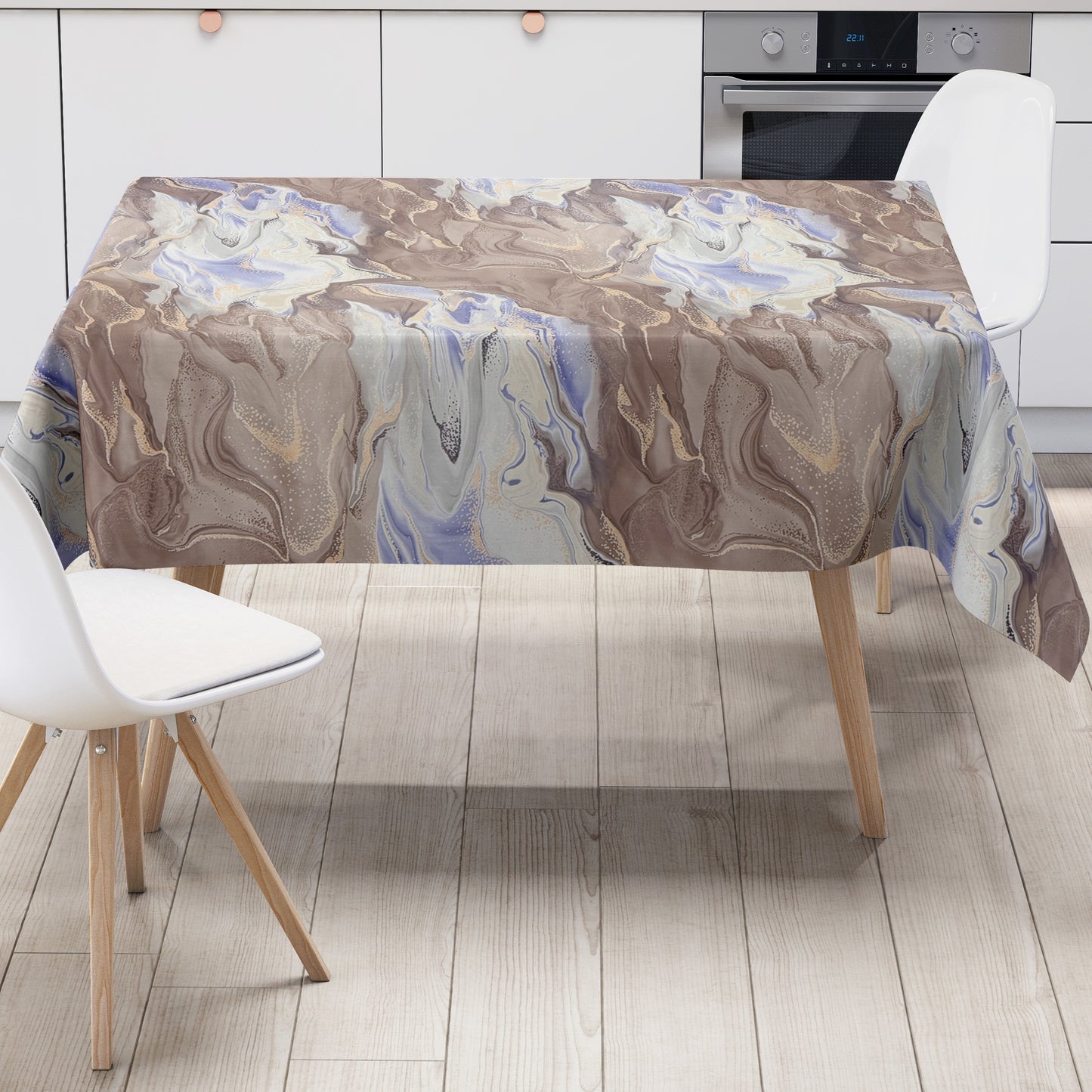 Wachstuch Tischdecke Marmoroptik braun blau