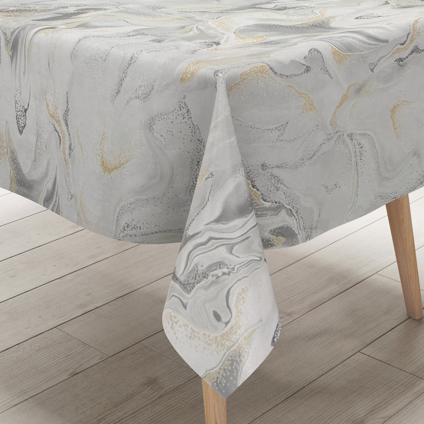 Wachstuch Tischdecke Marmor hellgrau gold