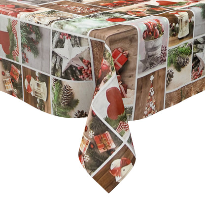 Nappe en toile cirée 06333-01 Noël Avent bois bougies neige carré rond ovale