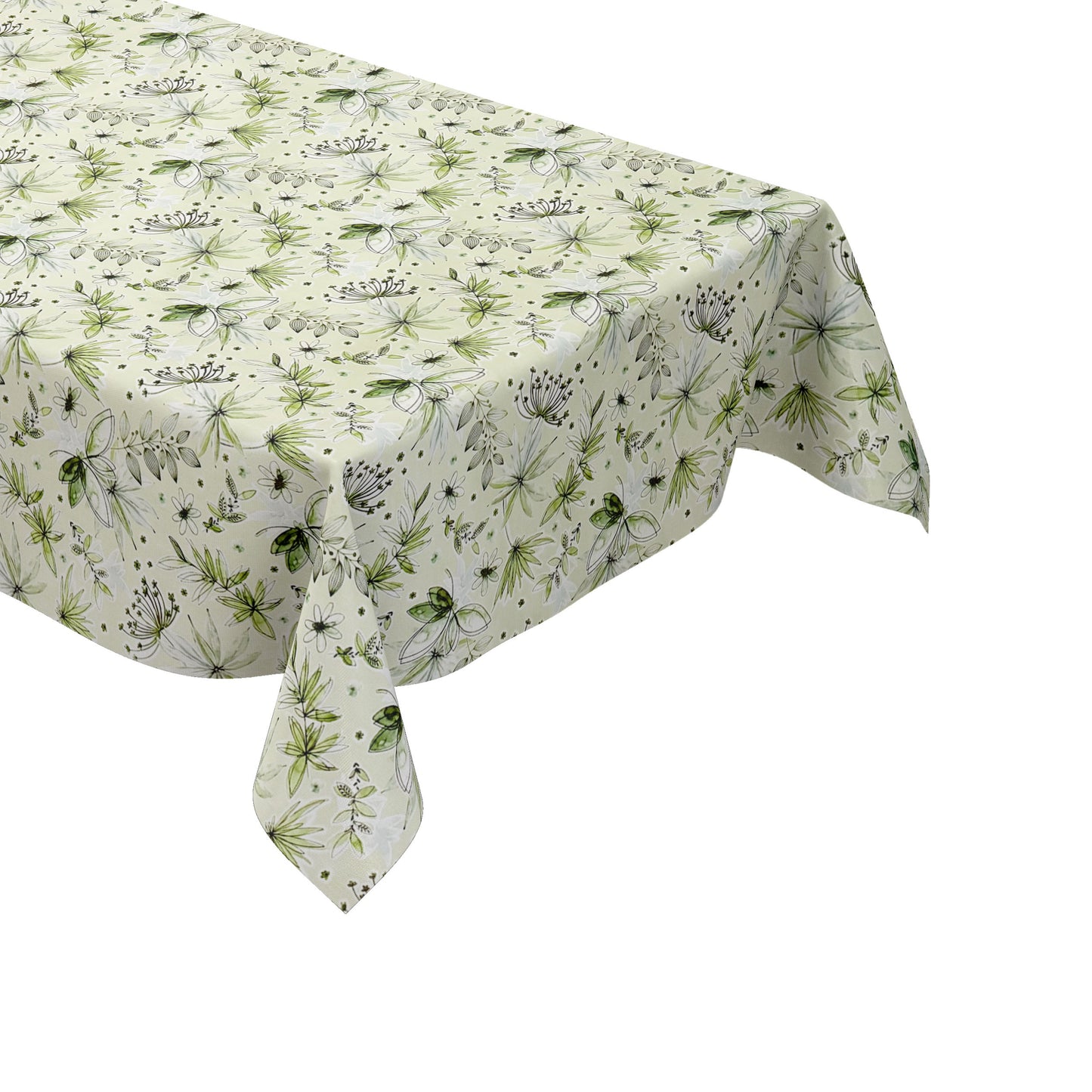 Wachstuch Tischdecke hellgrün Gräser Blumen