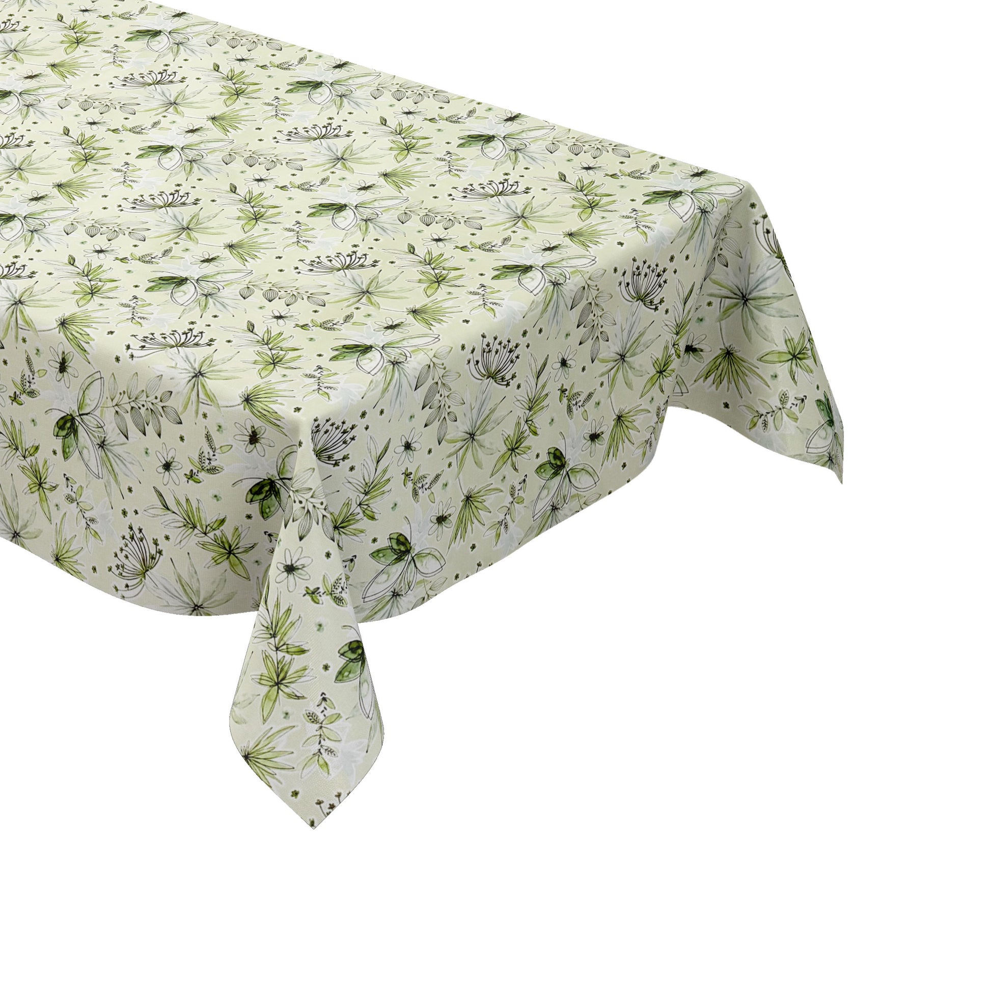 Wachstuch Tischdecke hellgrün Gräser Blumen