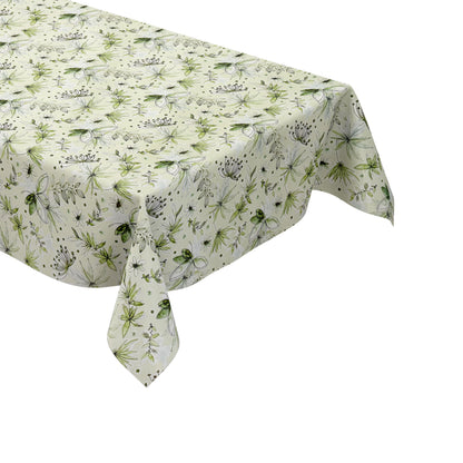 Wachstuch Tischdecke hellgrün Gräser Blumen