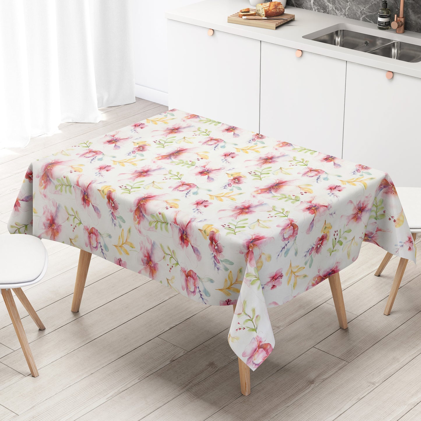 Wachstuch Tischdecke Zarte Magnolienblüten im Aquarellstil