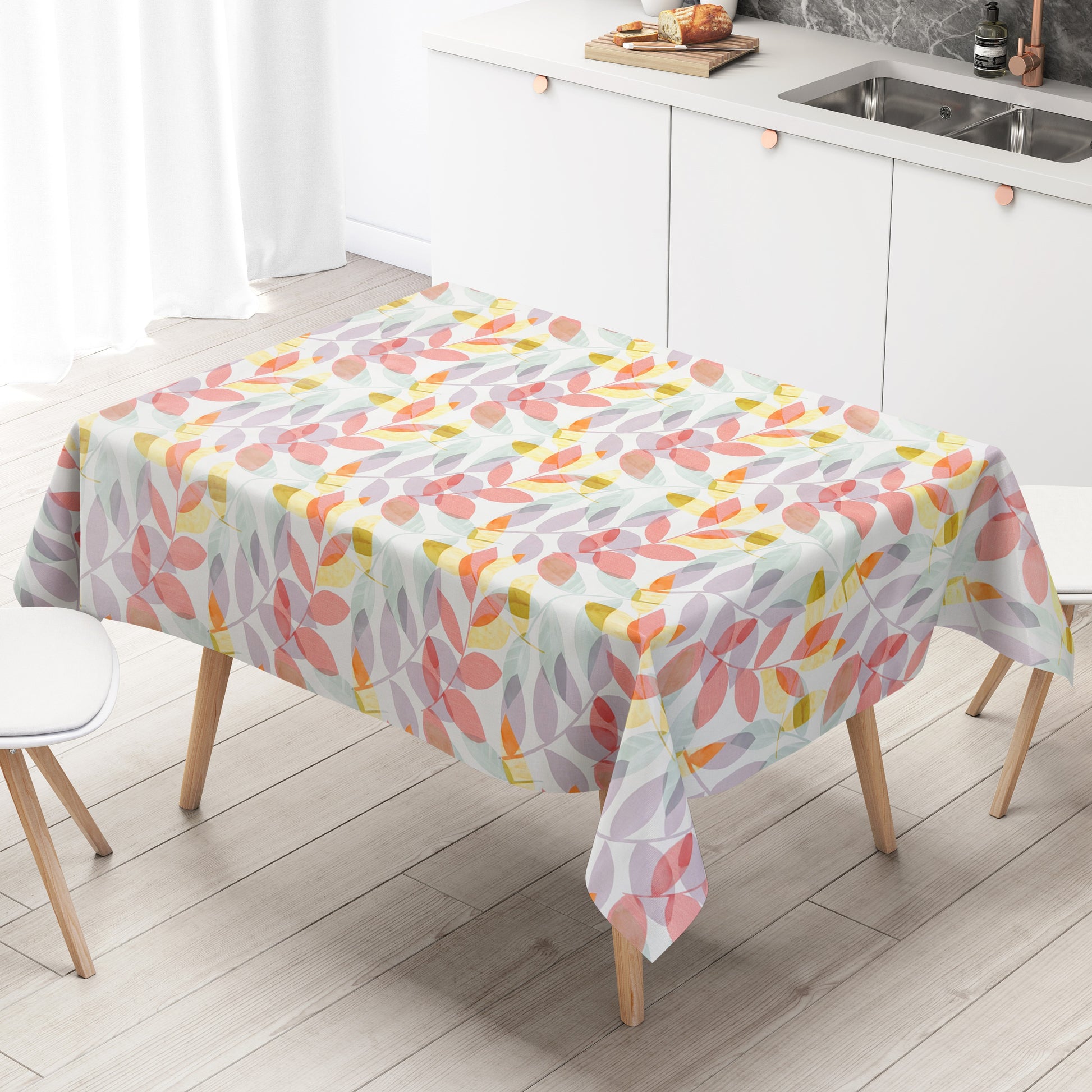 Wachstuch Tischdecke Lebendiges und Modernes Blätterdesign für eine Fröhliche Tischdekoration