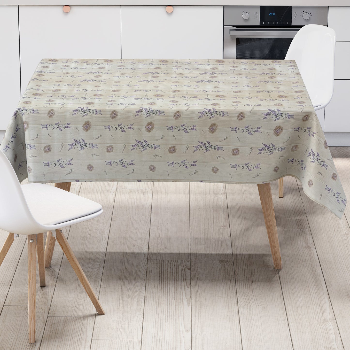 Wachstuch Tischdecke Lavendel auf Holz