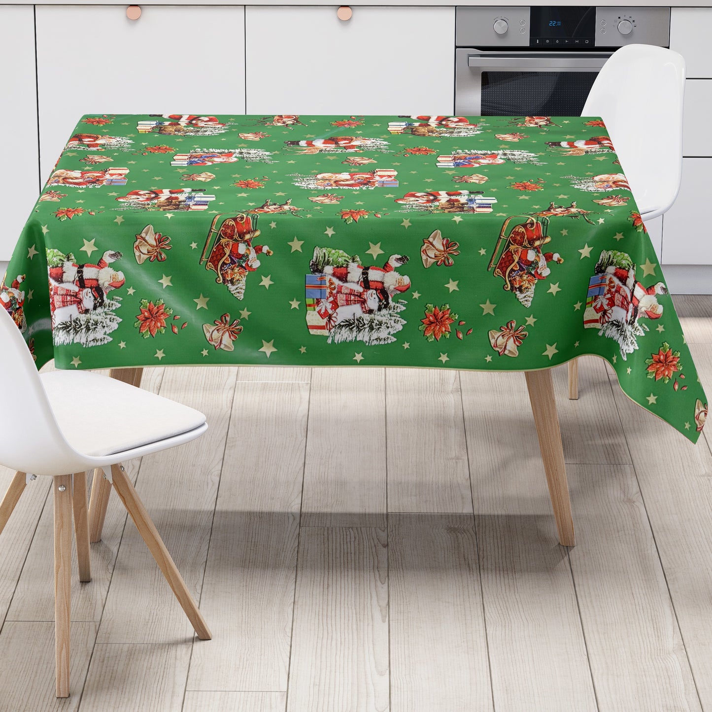 Wachstuch Tischdecke Weihnachten grün