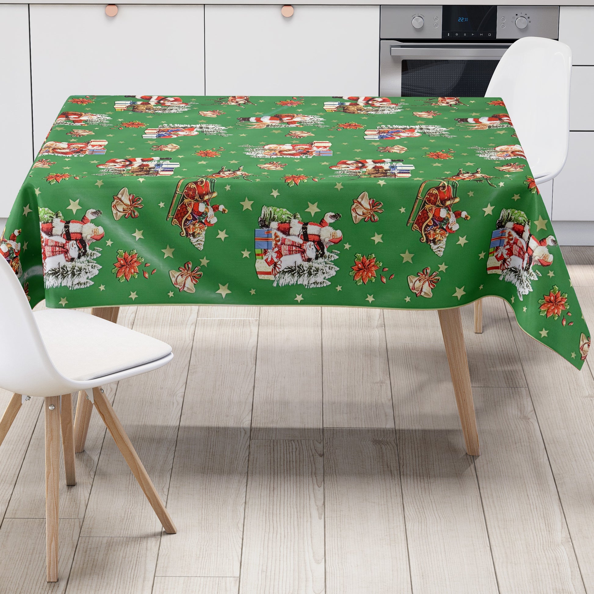 Wachstuch Tischdecke Weihnachten grün