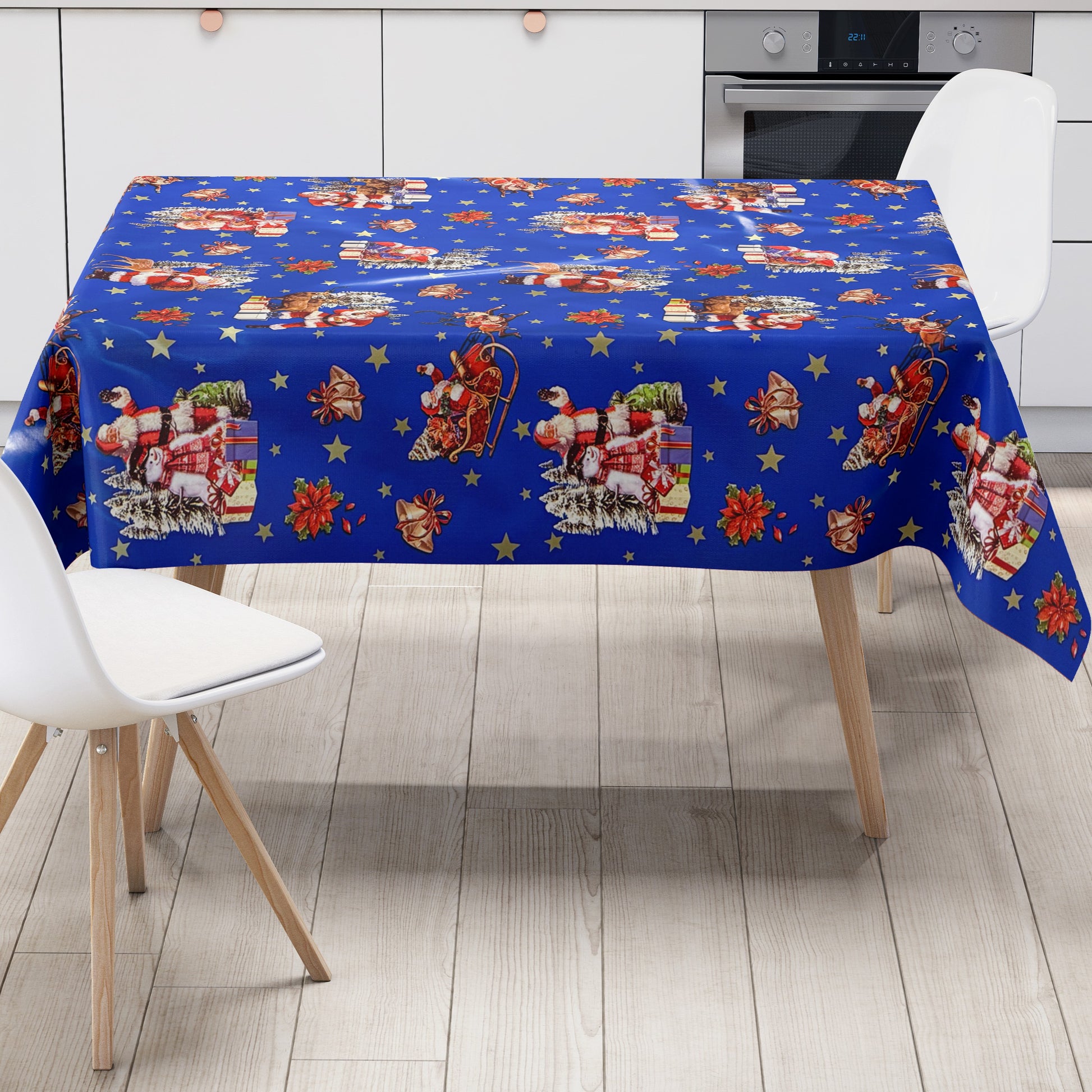 Wachstuch Tischdecke Weihnachten blau