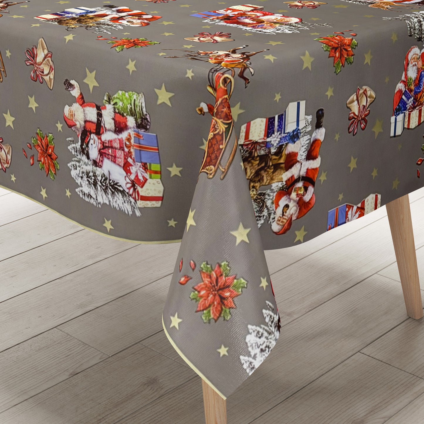 Wachstuch Tischdecke Weihnachten grau