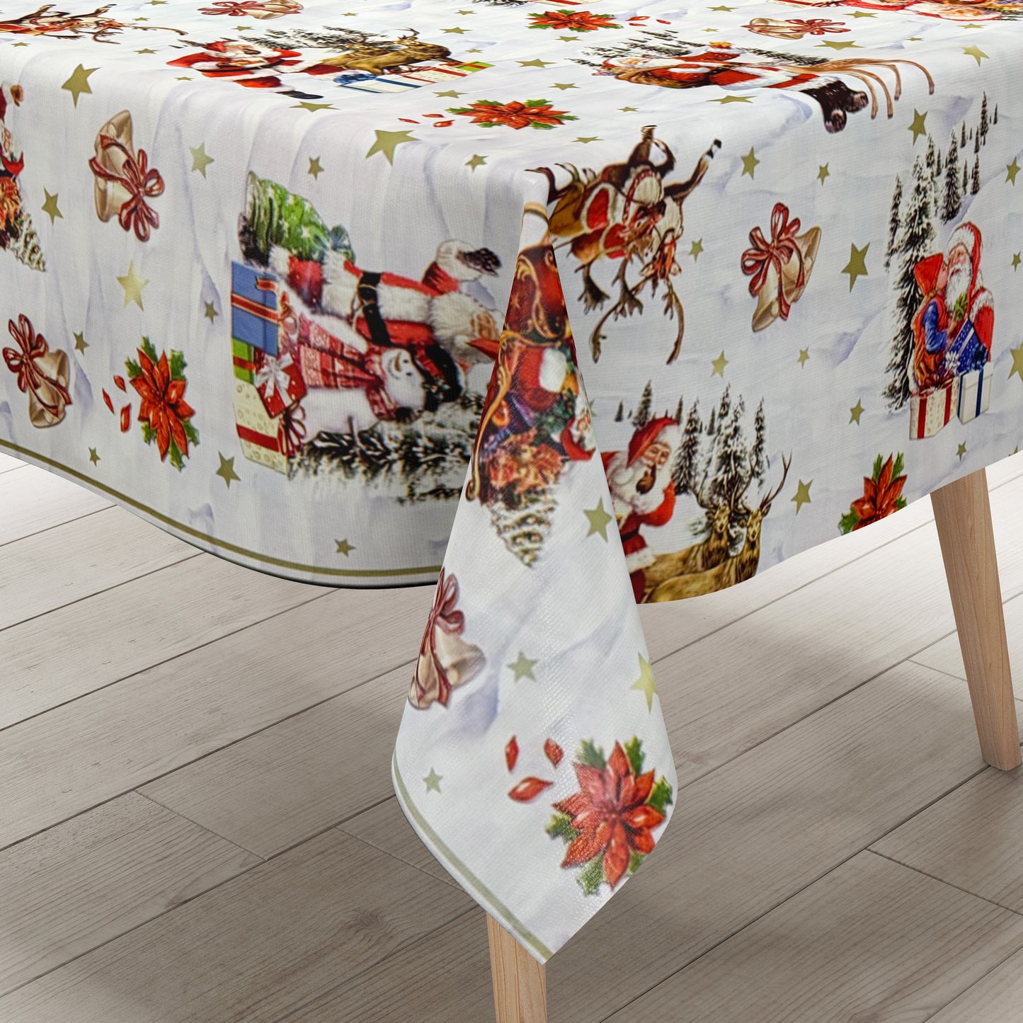 Wachstuch Tischdecke Weihnachten weiß