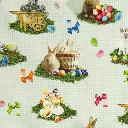 Wachstuch Tischdecke kariert grün Ostern