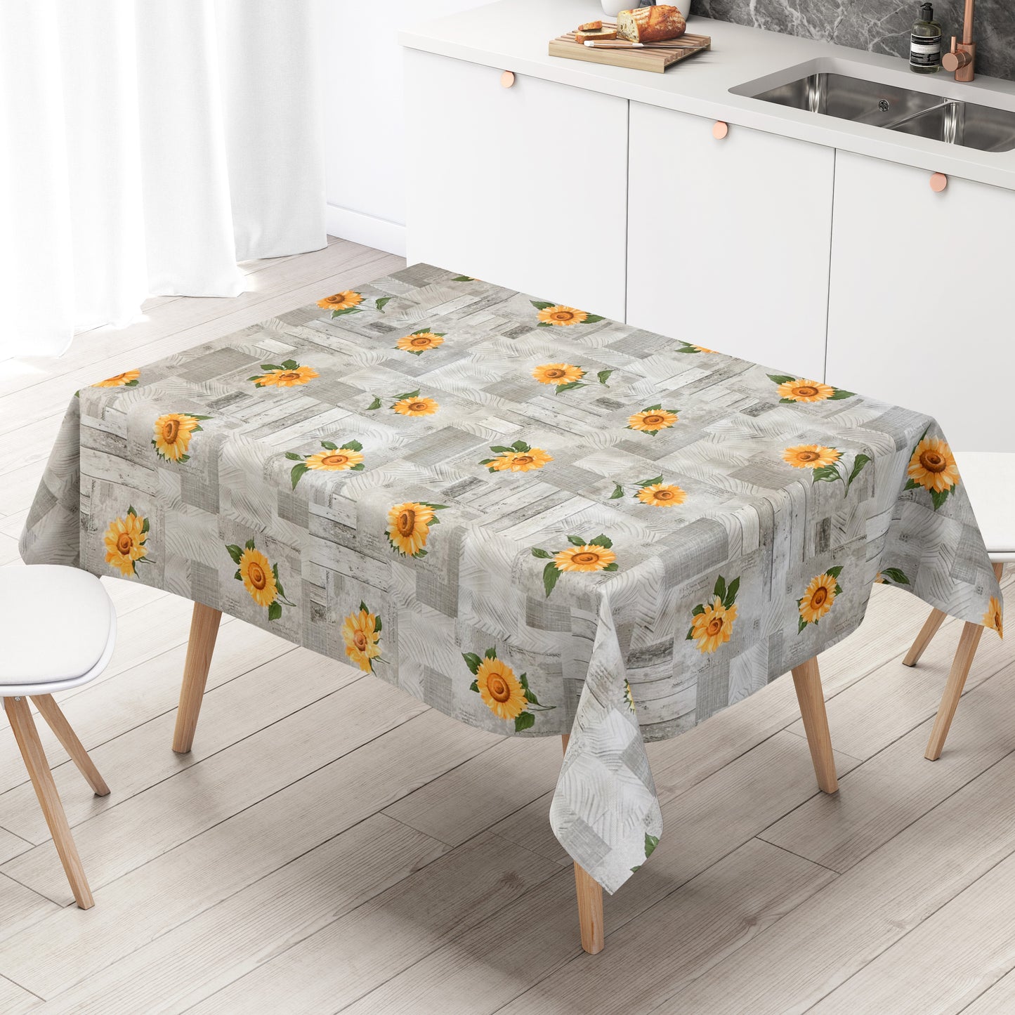 Wachstuch Tischdecke Holz grau
