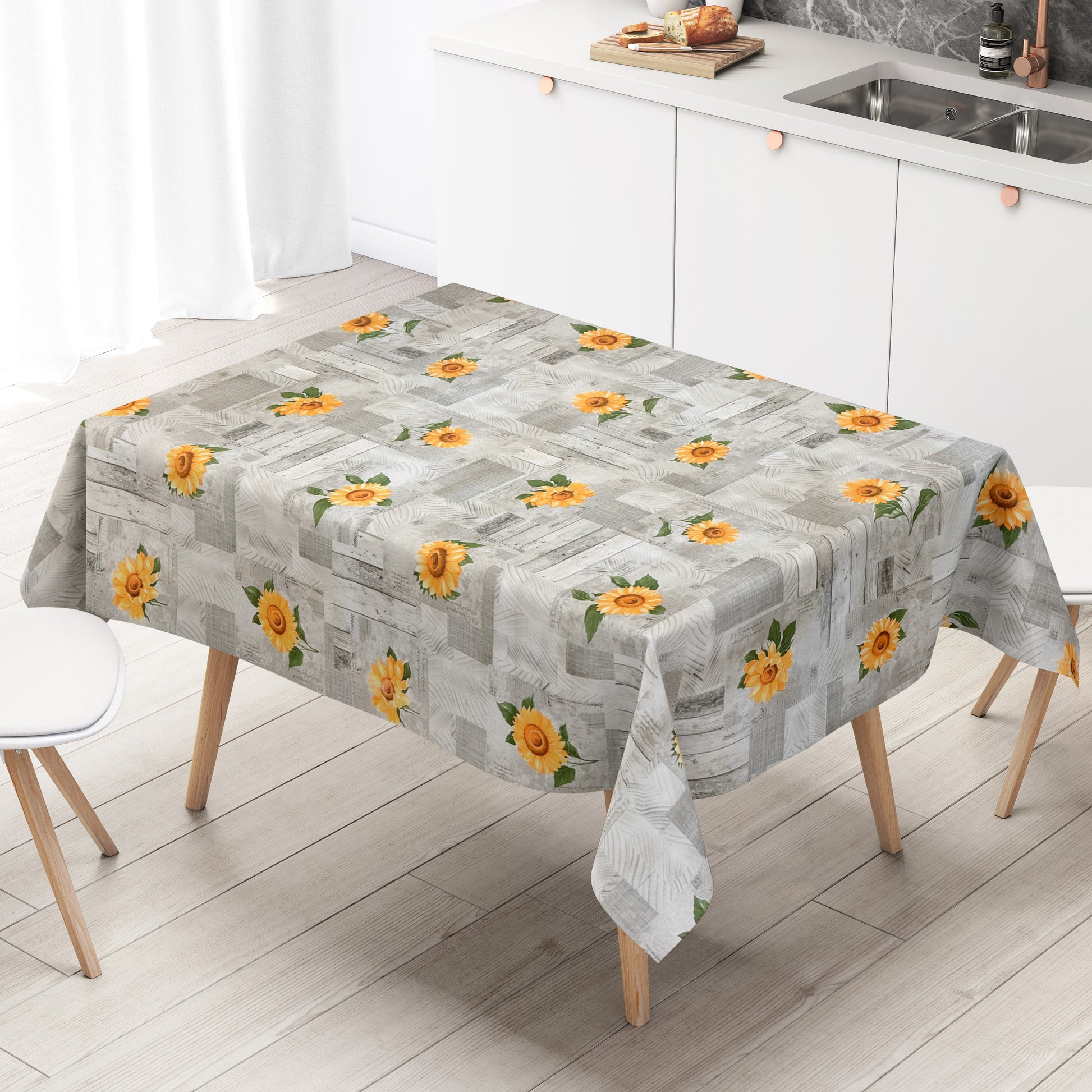 Wachstuch Tischdecke Holz grau
