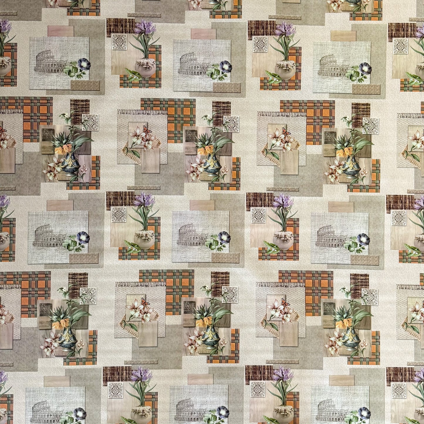 Wachstuch Tischdecke Patchwork Orchideen