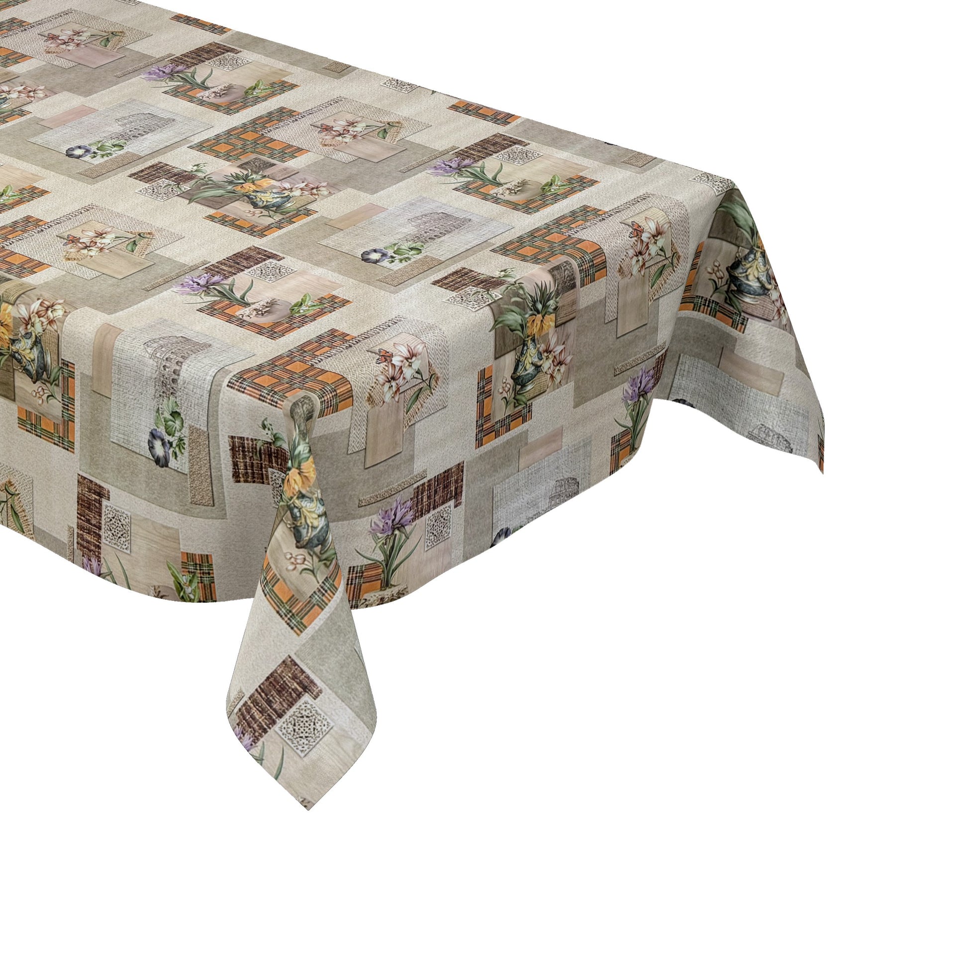 Wachstuch Tischdecke Patchwork Orchideen