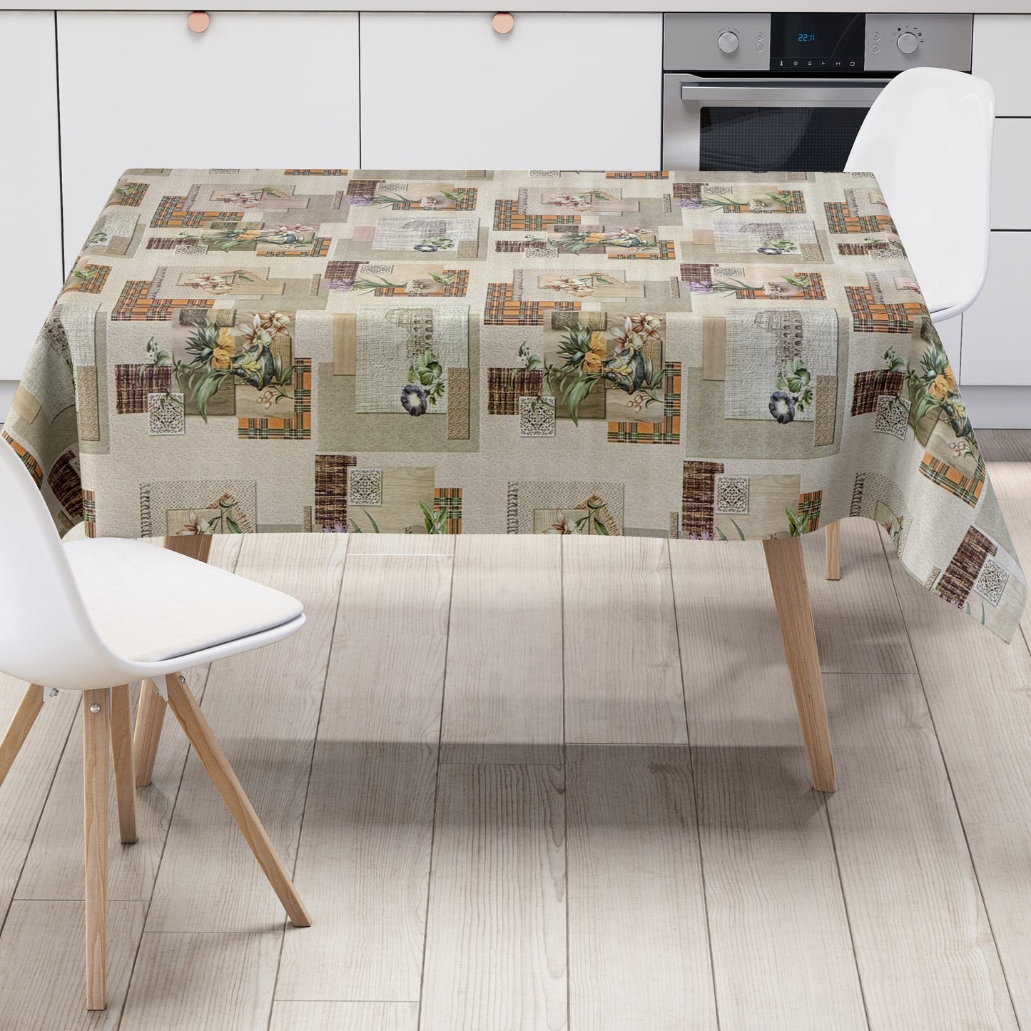 Wachstuch Tischdecke Patchwork Orchideen