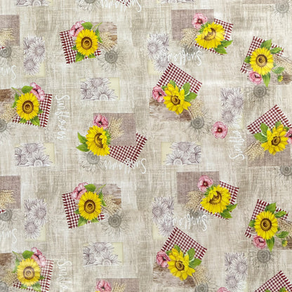 Wachstuch Tischdecke 199A Sonnenblumen Getreide auf Holz eckig rund oval