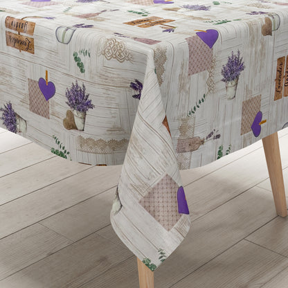 Nappe en toile cirée 213B Provence bois de lavande carrée ronde ovale