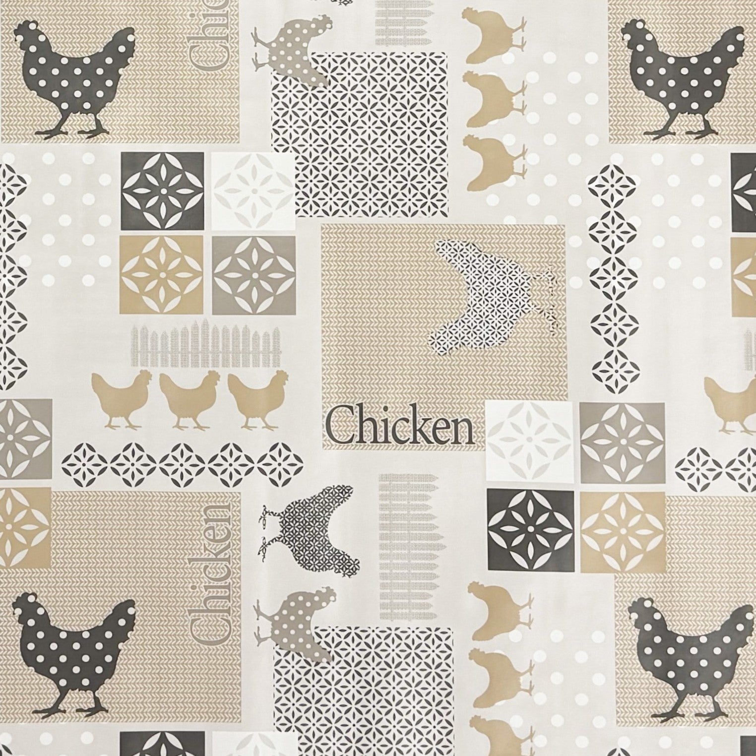 Wachstuch Tischdecke beige Hühner