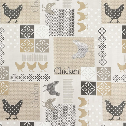 Wachstuch Tischdecke beige Hühner