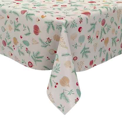Wachstuch Tischdecke Weihnachten Tannenzapfen und Weihnachtskugeln