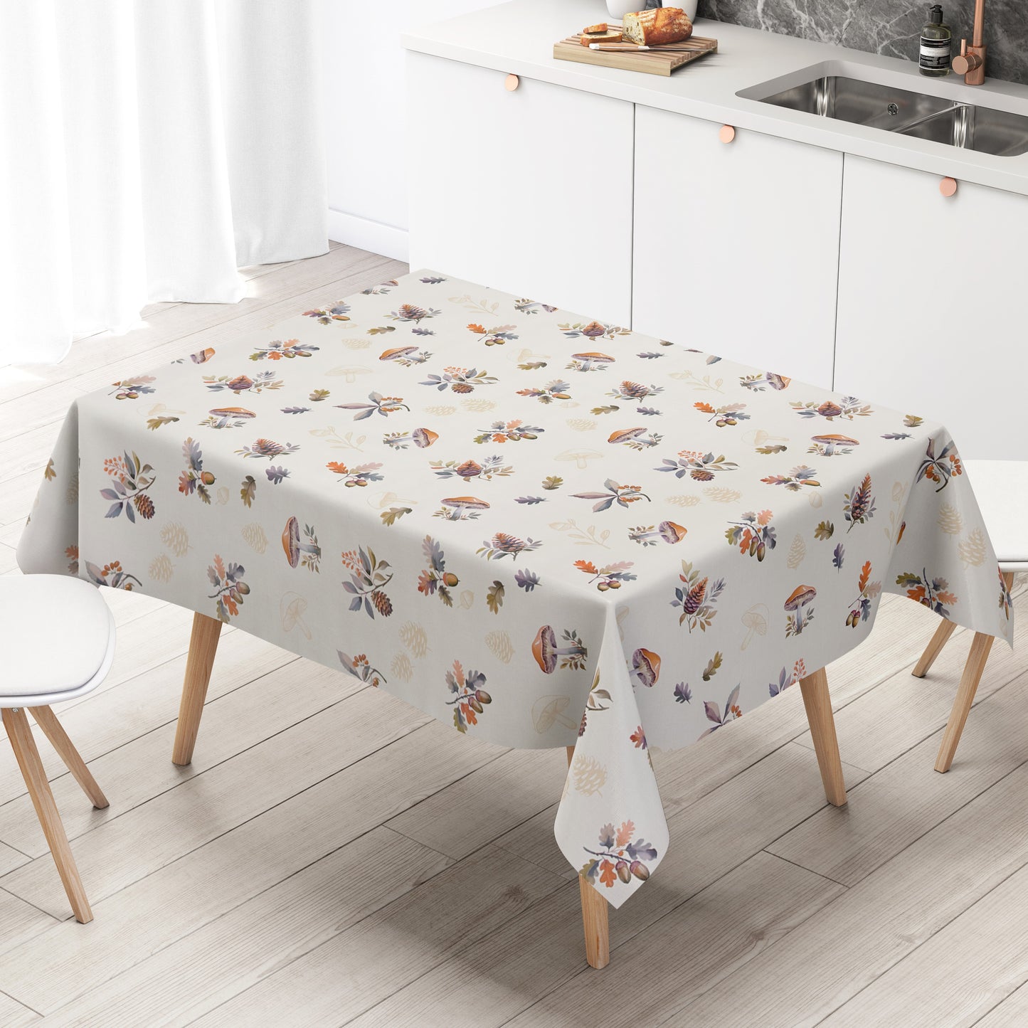 Wachstuch Tischdecke ET60 Herbst Autumn Pilze Eicheln Laub eckig rund oval