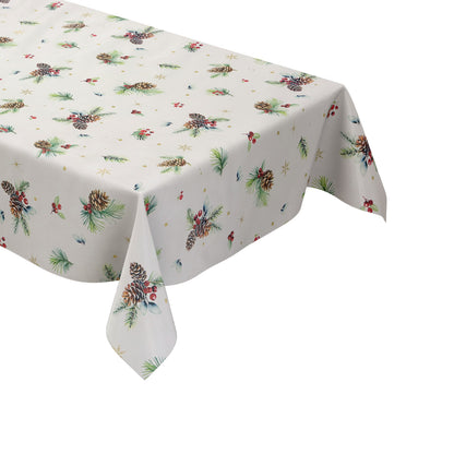 Wachstuch Tischdecke Weihnachten Tannenzapfen Sterne 