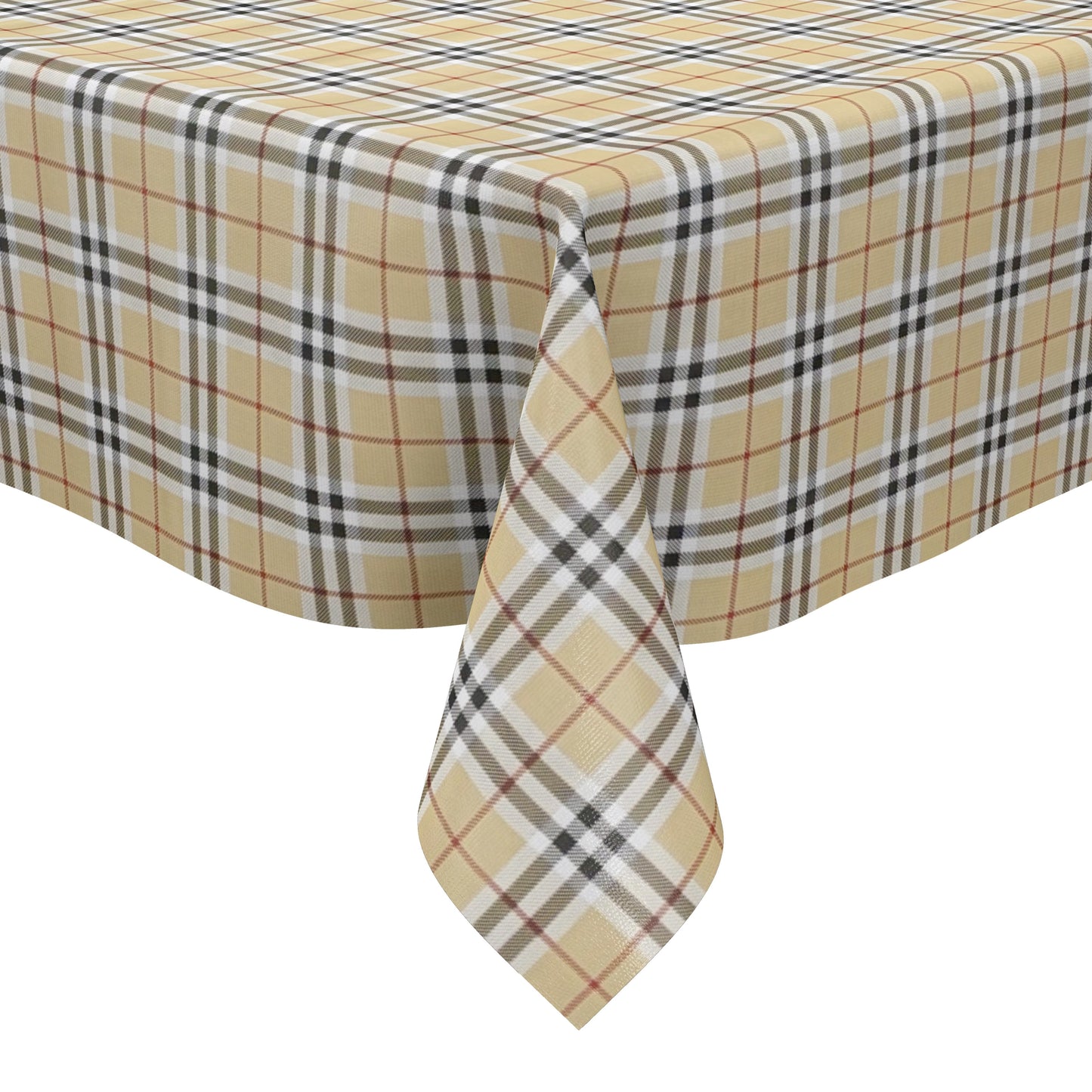 Oilcloth tablecloth embossed 619-1 beige checked Oxford Tartan Scotland square round oval