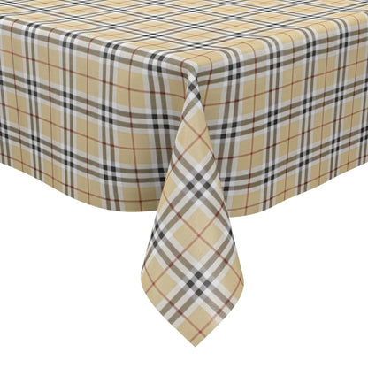 Oilcloth tablecloth embossed 619-1 beige checked Oxford Tartan Scotland square round oval