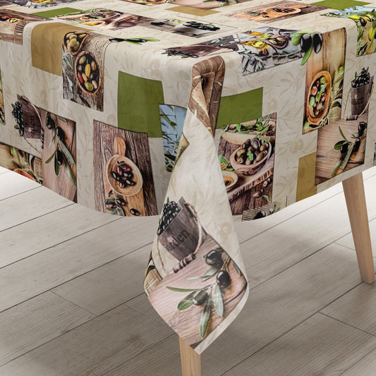 Wachstuch Tischdecke Oliven Holz