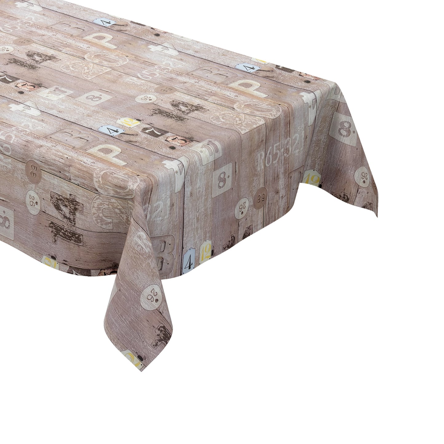 Wachstuch Tischdecke Holz Zahlen