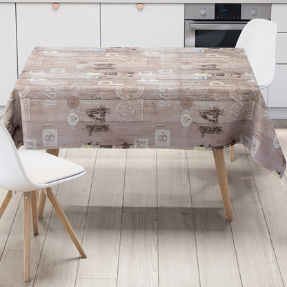 Wachstuch Tischdecke Holz Zahlen